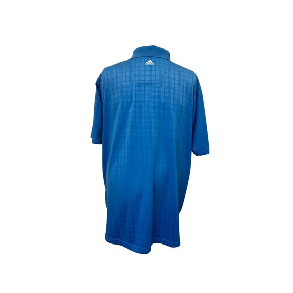 Adidas Golf Mens Blue Polo Shirt 2XL ClimaCool Short Sleeve Plaid Pattern - Picture 3 of 8